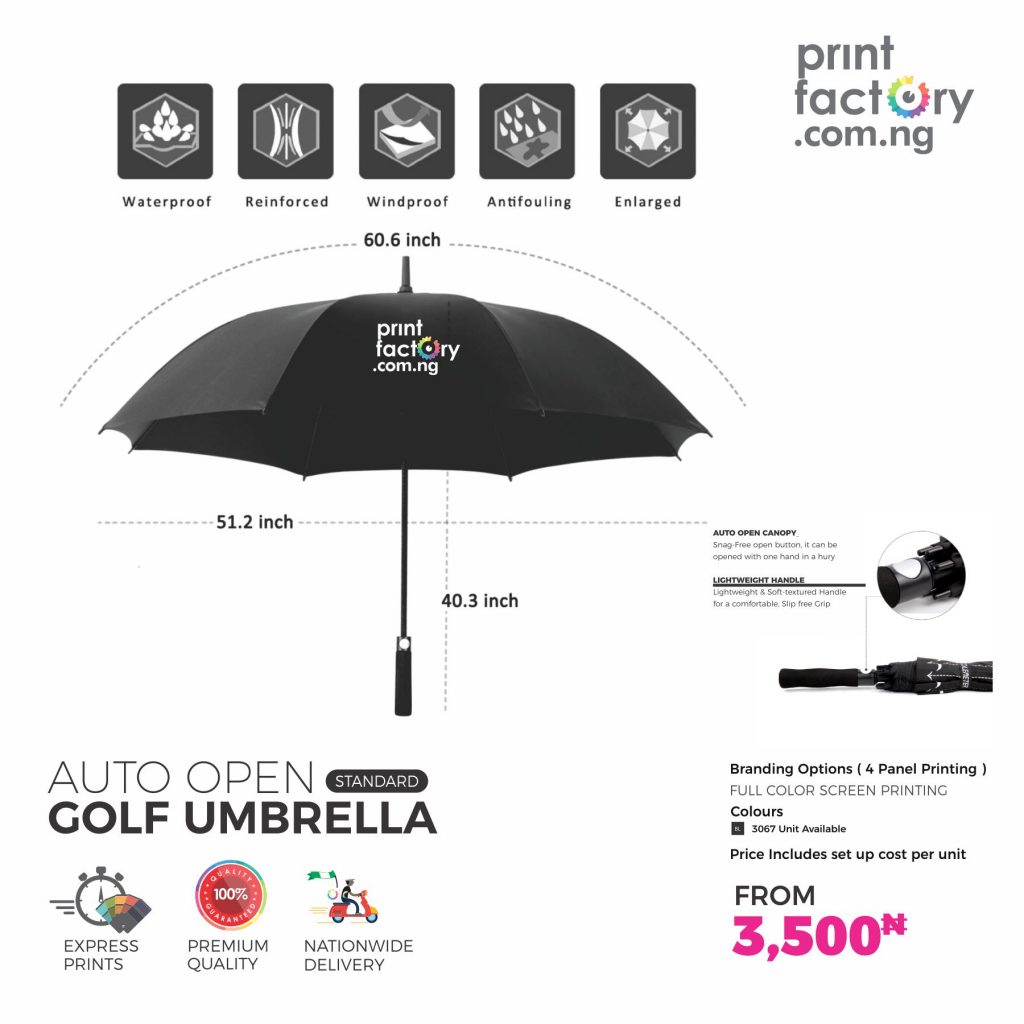 Auto Open Rain and wind resistant Golf Umbrella